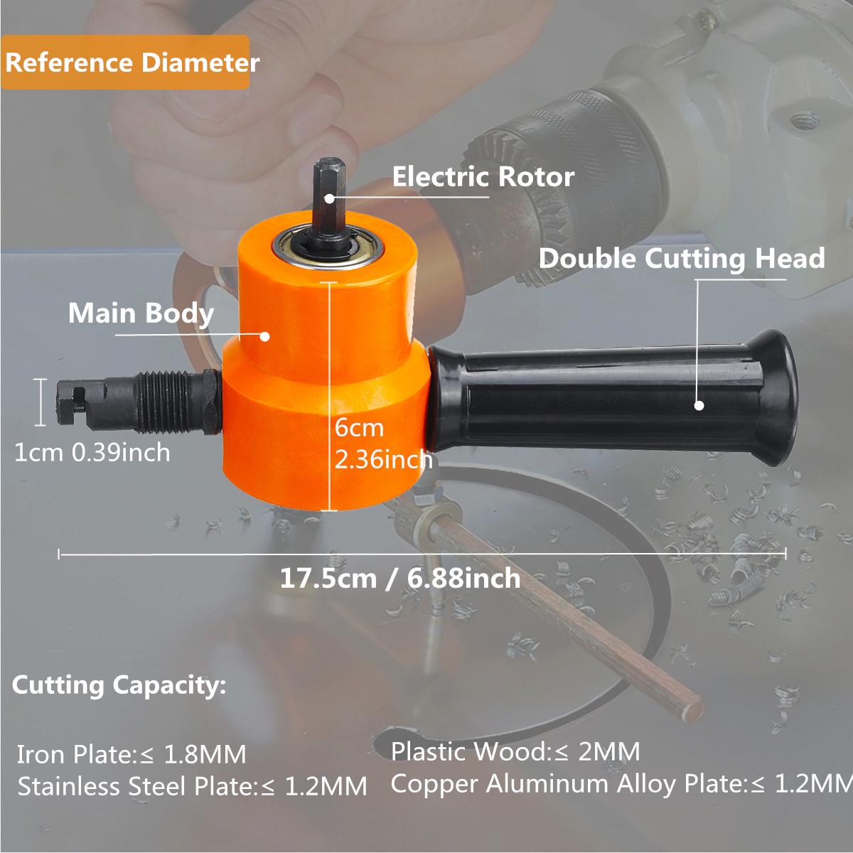 Outil Coupe-métal Double Tête Pour Perceuse - Grignoteuse Réglable 360° - Coupe Droite Et Courbe Facile