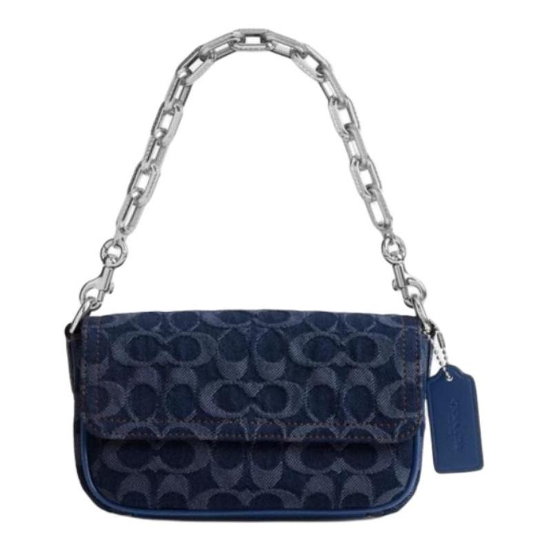 

COACH Charter 18 Signature Denim Fabric Crossbody Tote Small Men s Dark Blue синій