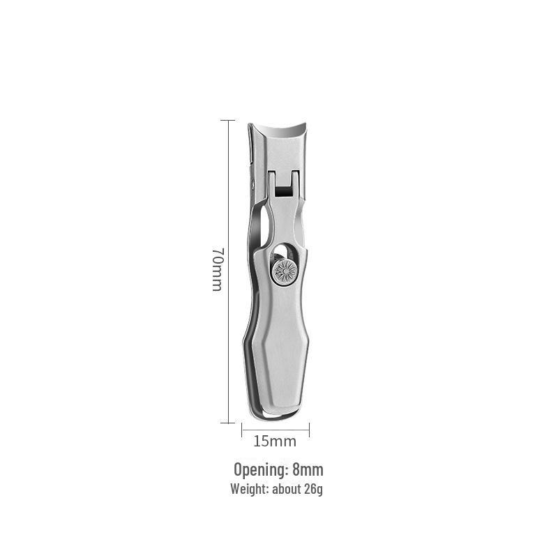 

Anti-Splash Stainless Steel Nail Clippers, Large Opening for Thick Nails, Portable Gray Single Set.