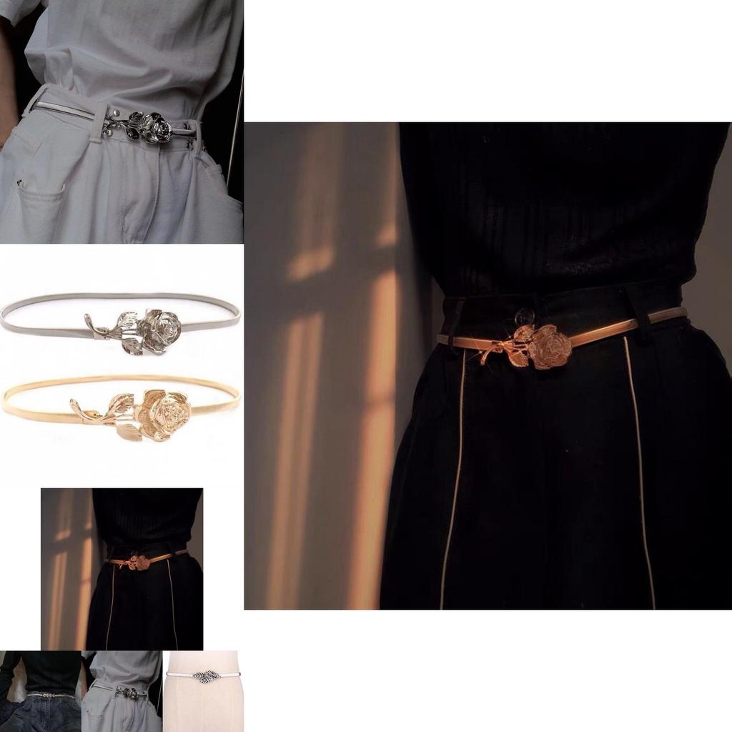 Elegant Rose Elastic Waistband For Dresses Charming Metal Waist Belt 2023 Collection