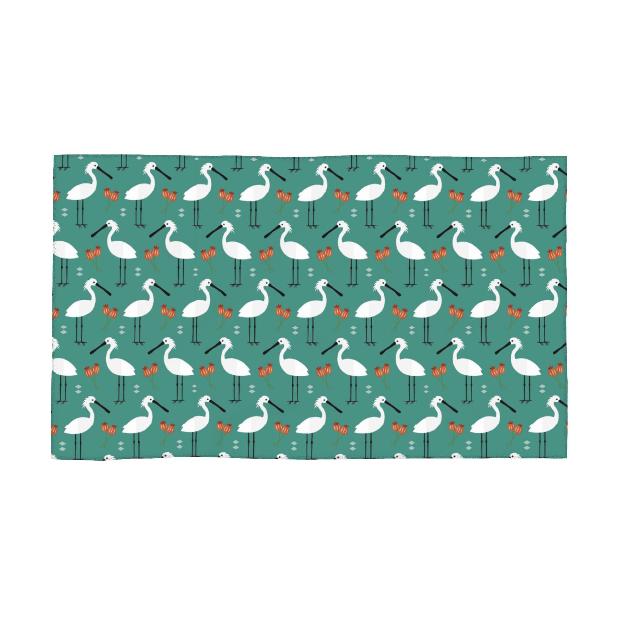 

Spoonbills on blue Soft Face Towel Quick Dry Pool Bath Cotton Towels Absorbent W30*H60(CM)