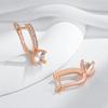 Luxury  Rose Gold Color Dangle Earrings For Women Shiny Big Natural Zircon Accessories Bridal Wedding Fine Jewelry