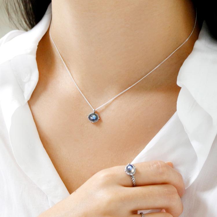 47Bag 925 Silver Antique Gemstone Necklace Bianca
