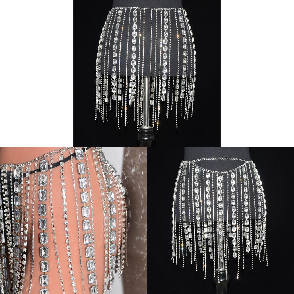 Body Chain For Women With White Crystal Water Drip Pendant For Bridal Gift