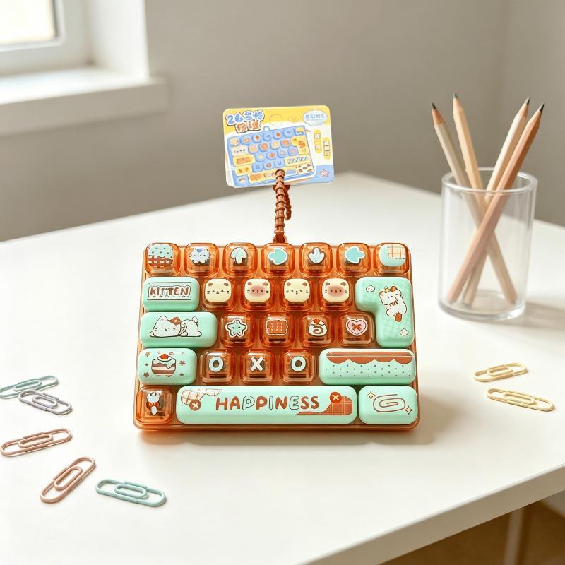 26-Key Stress Relief Keyboard Toy Keychain Cute Creative Fidget Pendant for Adults Kids Anxiety Relief School Bag Decor Gift