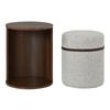 Set Tavolino con Sgabello Tavolino Rotondo Comodino Tavolino da Divano Tavolino Occasionale con Contenitore Legno MDF Aspetto Mobili Moderni per Soggiorno