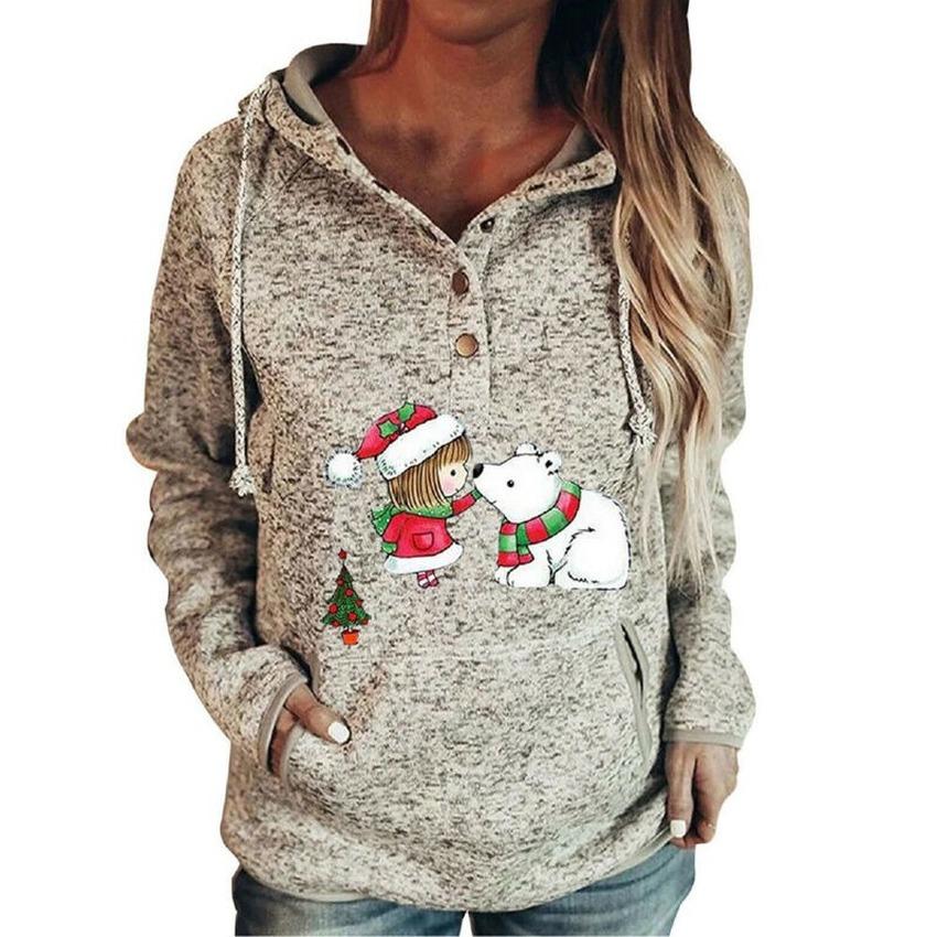 Sudaderas con capucha navideñas para mujeres Sudaderas con capucha Sudaderas  de manga larga Santa Girl Polar Bear Sudadera con capucha casual De Navidad  Jersey jersey comprar a buen precio — entrega gratuita,