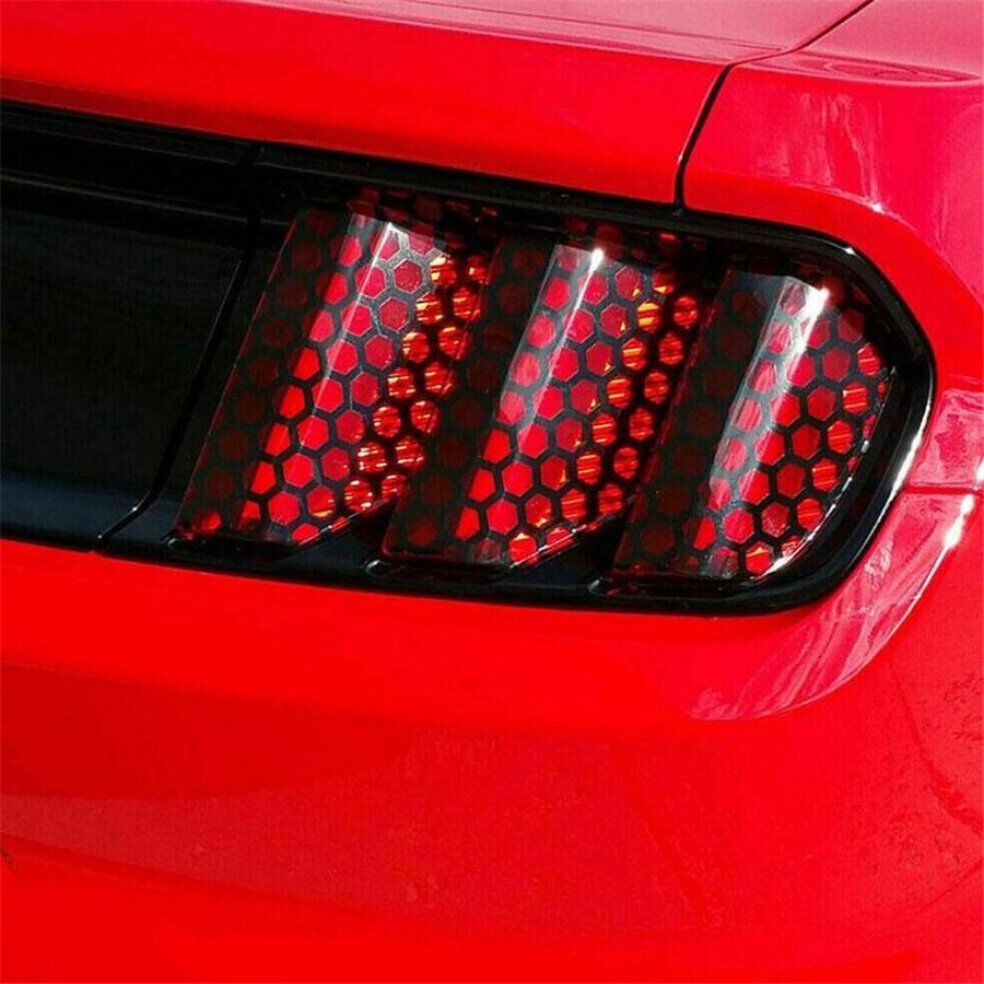 Black Car Rear Tail Light Cover Honeycomb Sticker Tail-lamp Decal Accessories
