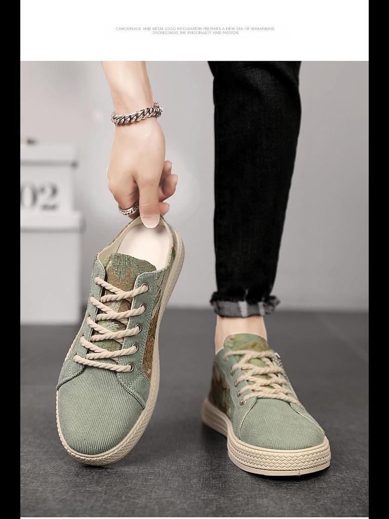 2024 Men's Summer Lightweight Printed Toe Cap Breathable Slip-On Slippers