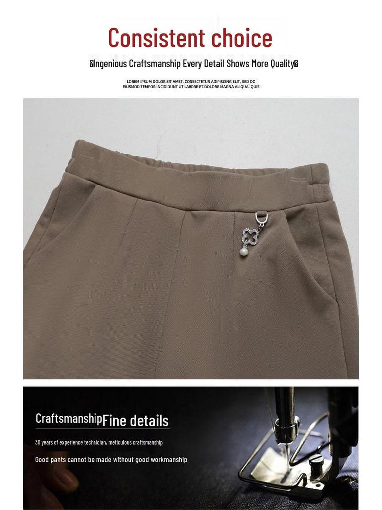 Elastic High-Waist Wide-Leg Pants for Middle-Aged and Elderly Women - Spring & Autumn Casual Plus Size