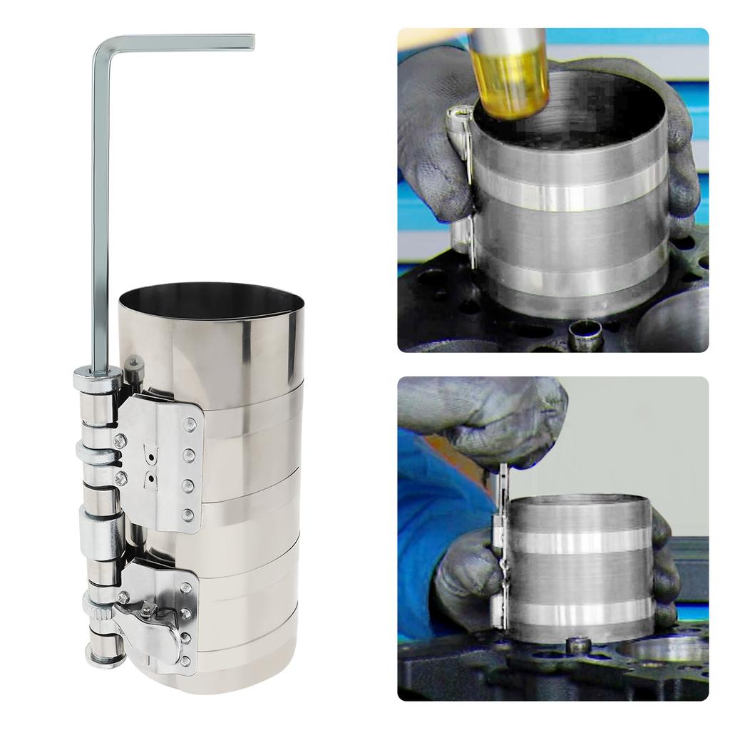 Adjustable 2.4-7.6 Inch 60-190mm Car Engine Piston Circle Compressor Professional Installer Removal Kit Includes Four Angle Wrench Storage Bag
