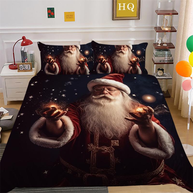 Christmas Gift 3D Printed Polyester Pillowcase Quilt Cover Two Or Three-Piece Set Is Available