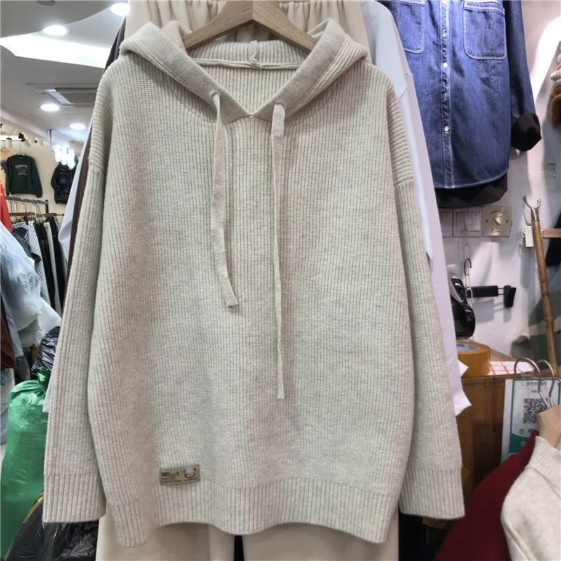 Женский свитер Осень Зима Утепленный Теплый Вязаный Эластичный С Длинным Рукавом Оверсайз Топы S