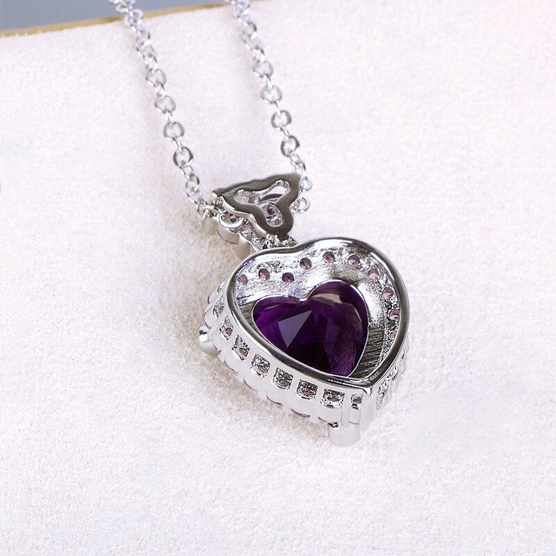 BELLA BOX Luxury Heart Pendant Necklaces For Women Purple Fashion Wedding Engagement Jewelry