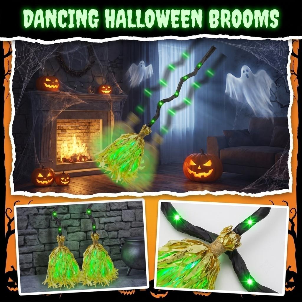 2er-Pack Halloween animierte leuchtende Hexe mit unheimlichen Geräuschen, bewegt sich nach oben, für die Innendekoration