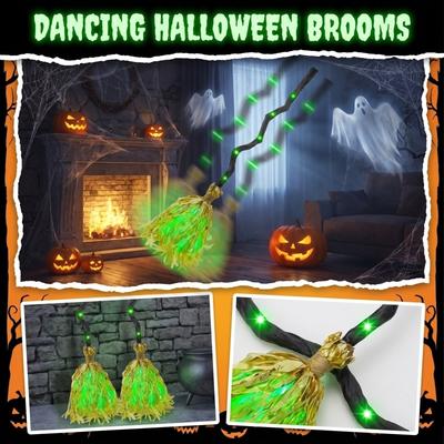 Pack de 2 Brujas Animadas Iluminadas de Halloween con Sonidos Espeluznantes que se Mueven Hacia Arriba para Decoración de Interiores
