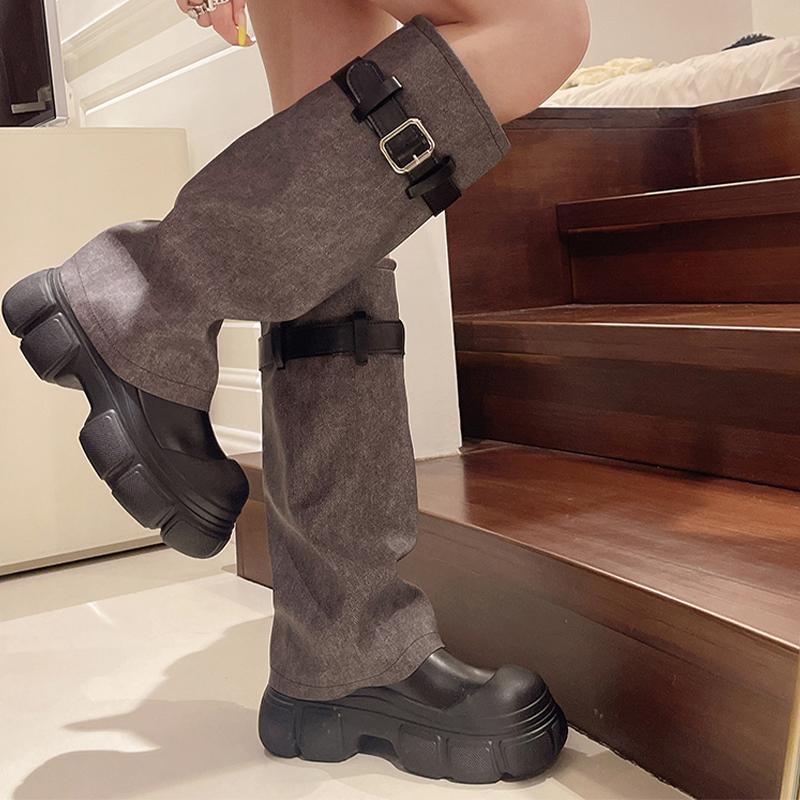 Cowboy Plateau Damen Hohe Stiefel Winter Designer Chelsea Schuhe Damen 2024 Trend Schneestiefel Walking Kleid Mujer Zapatos Botas