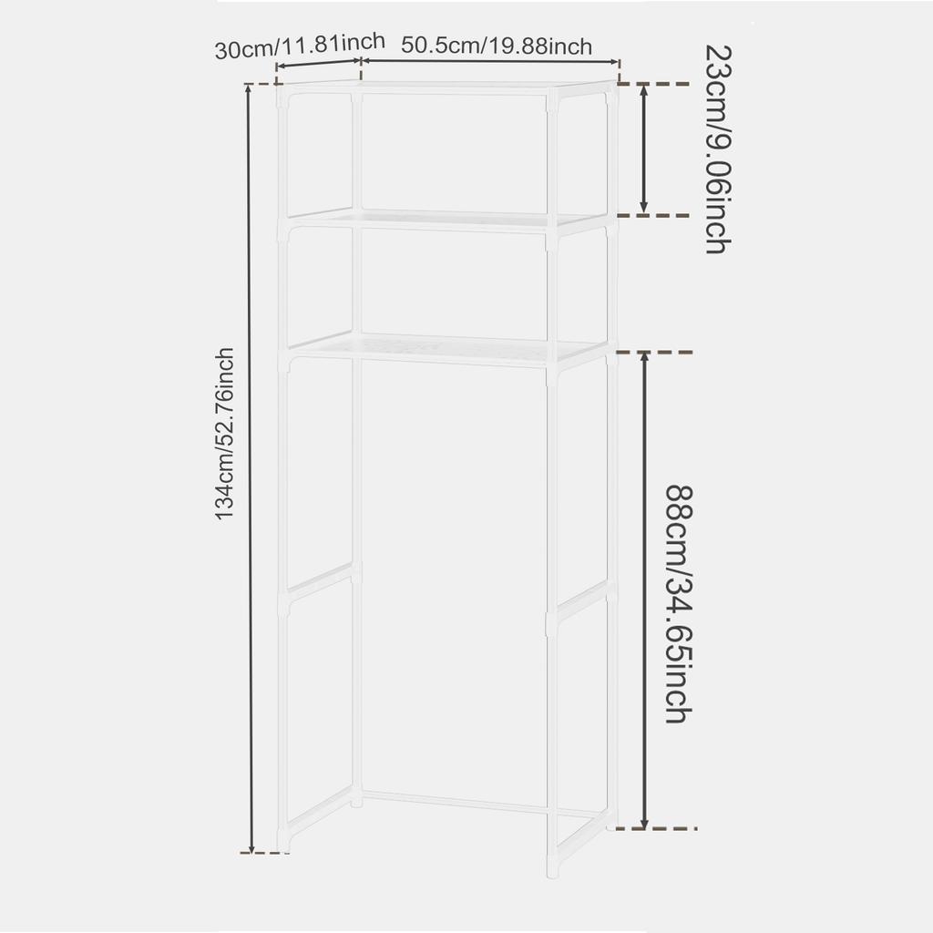 Over The Toilet Storage Rack with 4 Hooks 3 Tier Bathroom Shelf Punch-free Versatile Storage Rack for Bathroom Laundry Restroom