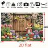 2D Easter Rabbit Door Tapestry, Tulips & Easter Eggs Wall Decor