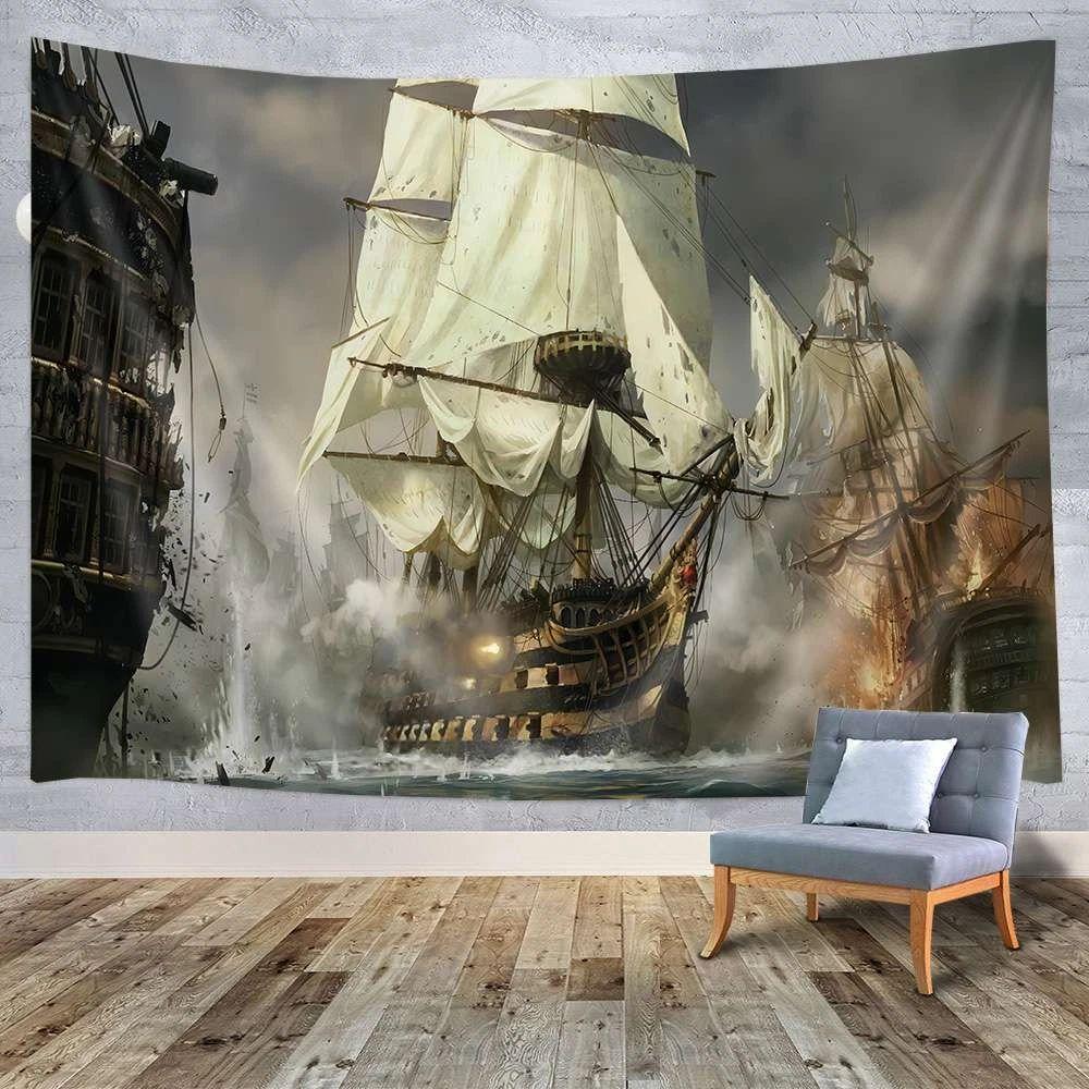 Tapestry room of a medieval naval warship 75x100