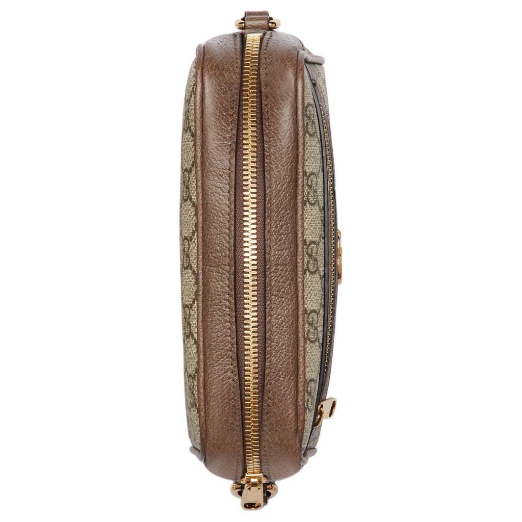 Gucci Ophidia Monogram Double G Pattern Zipper Closure Canvas And Leather Trim Crossbody Bag Women Bags Beige Brown 772311-K9GSG-8367