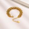 Chic Women Multi-layer Chain Bracelets,  PVD Gold Color Stainless Steel Links Wristband Jewelry, Trendy Length Adjustable
