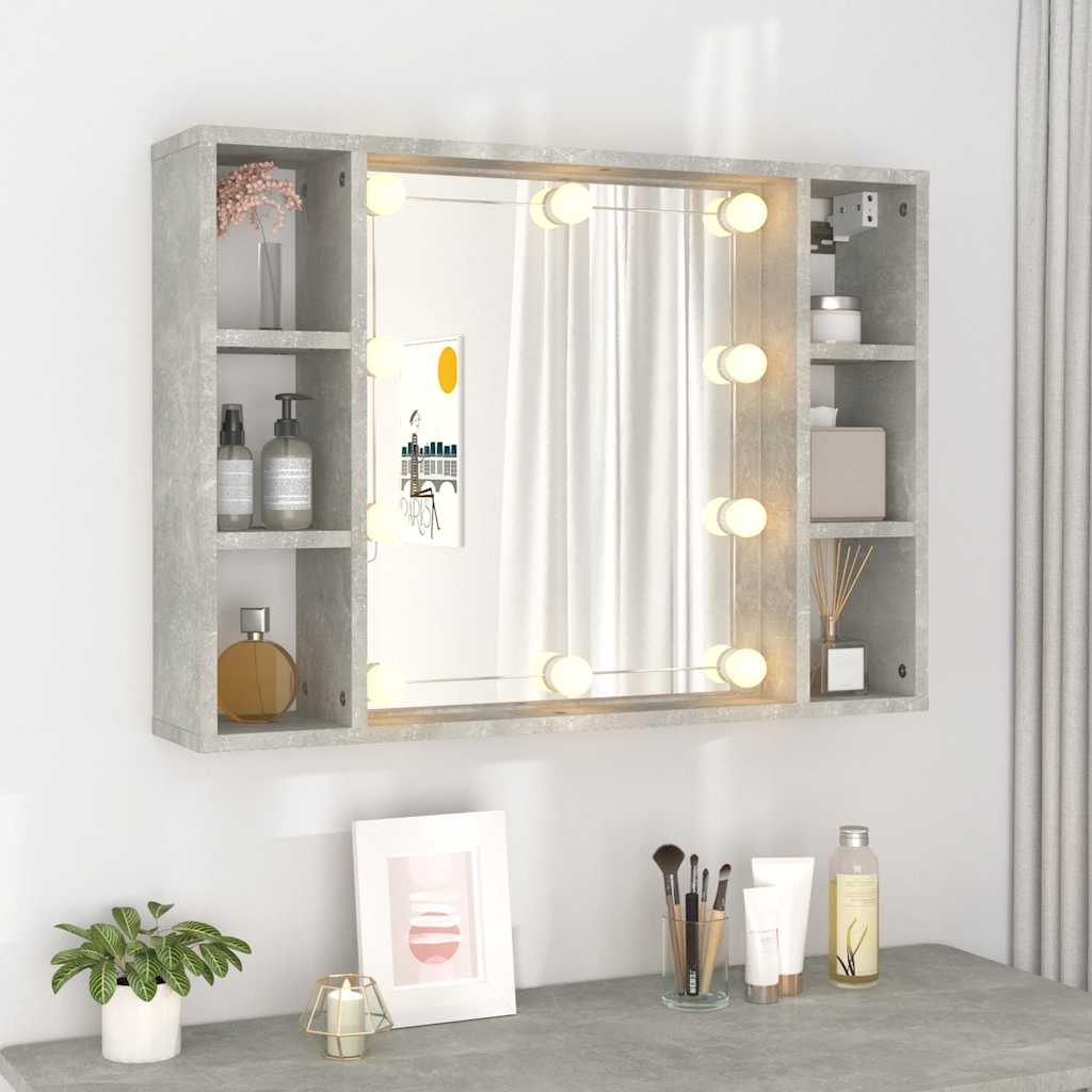 LED Mirror Cabinet in Concrete Grey 76 x 15 x 55 cm