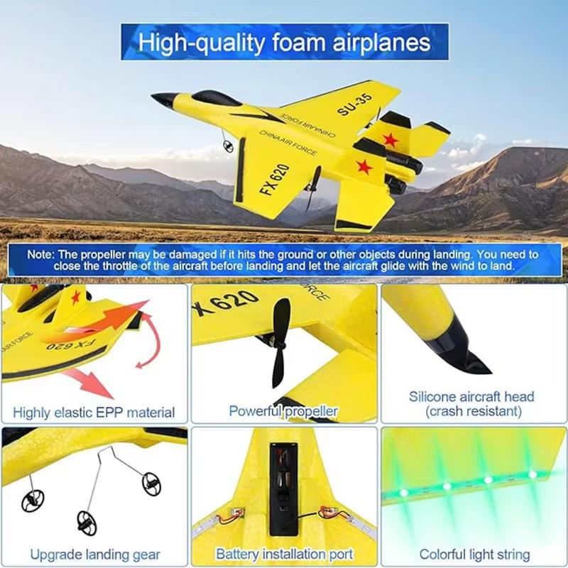 RC Foam Aircraft SU35 RC Plane with LED Lights 2.4G Radio Control Glider Remote Control Fighter Glider Airplane EPP Flying Toy
