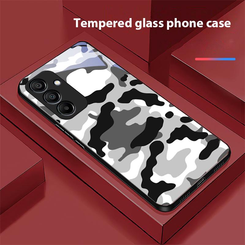 Camouflage Blau Für Samsung Galaxy A15 5G 54 4G 51 50 24 35 90 71 12 51 53 52S 80 22 34 Schwarz Gehärtetes Glas Handyhülle