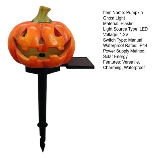 Halloween Pathway Lights Solar Powered Pumpkin Ghost Light Garden Stake Lights Waterproof LED Walkway Lights