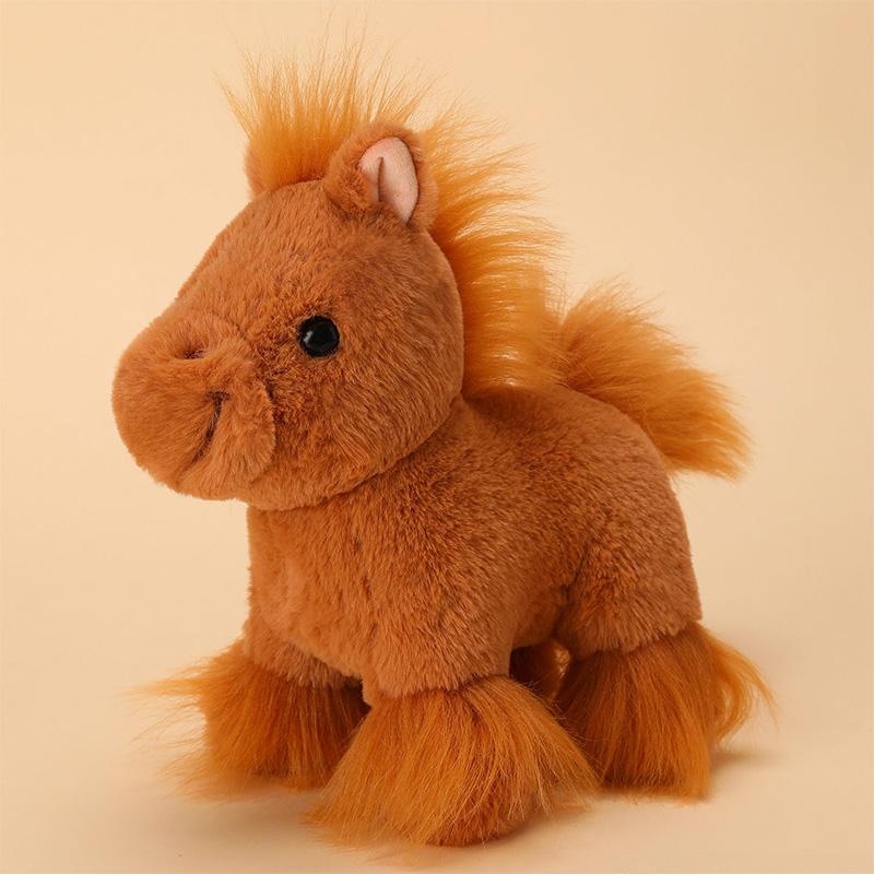 New 20Cm Cute Handmade Horse Plush Toys Stuffed Lifelike Long Hair Horse Doll Halloween Christmas Gift  Children'S Birthday Gift