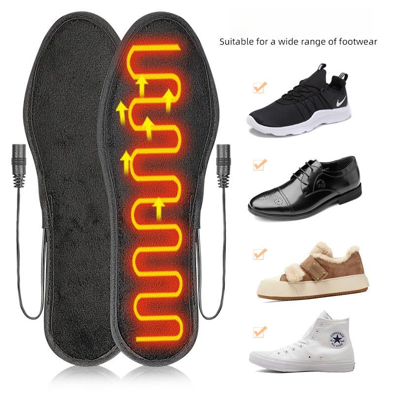 USB Interface Electric Heating Insole Unisex Short Velvet Heating Insole Foot Warming Treasure Charging Heating Full Pad