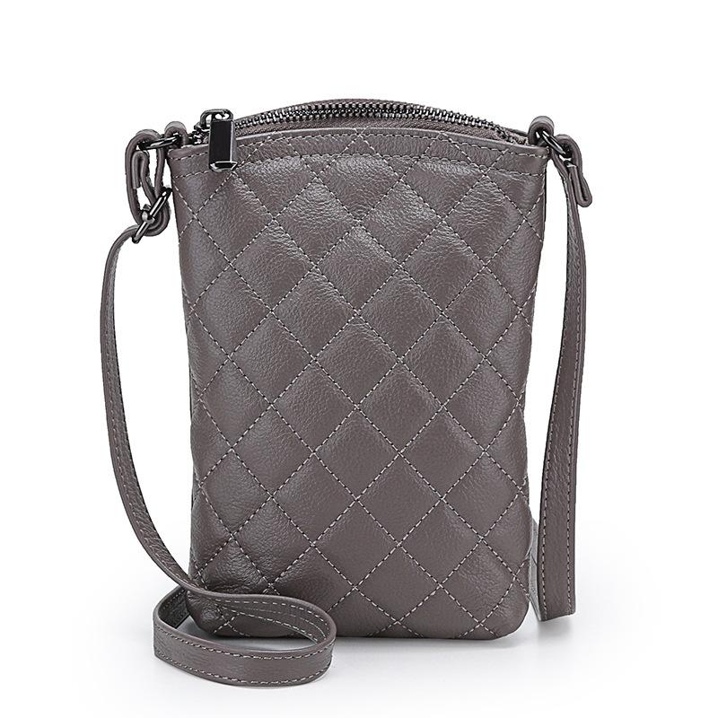 Bag Women'S Bag Genuine Leather Women'S Fashion Diamond Middle-Aged Mother First Layer Cowhide Crossbody Shoulder Mobile Phone Bag Woman
