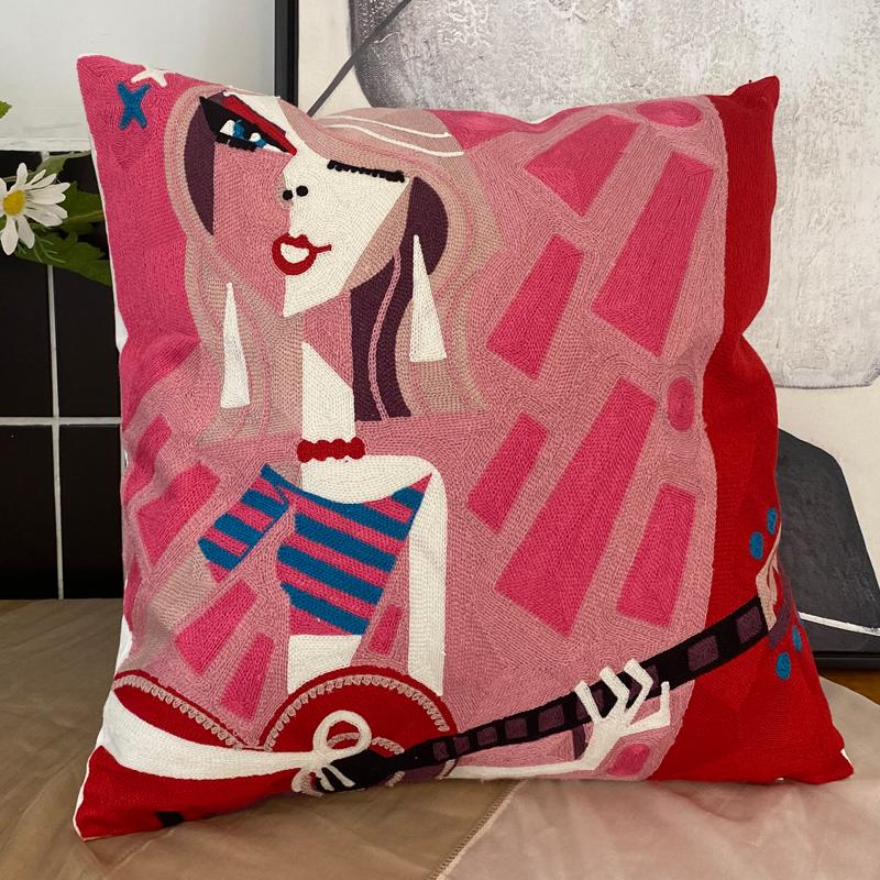 New Style Embroidery Abstract Pillowcase Cushions Covers Picasso Decorative Throw Pillows For Sofa Car  45x45cm
