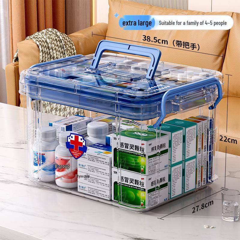 Large Multi-Layer Transparent Family Medicine Box and First Aid Kit