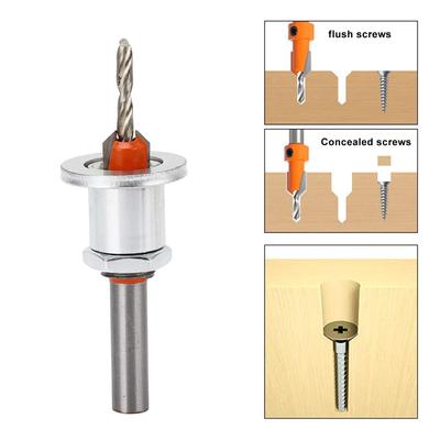 Counterbore Drill Bit Kit Limit Adjustable Fast Chip Removal 3.5 X10mm Spiral Countersink Chamfer Bit Alloy Steel for Wood Plastic Soft Metal