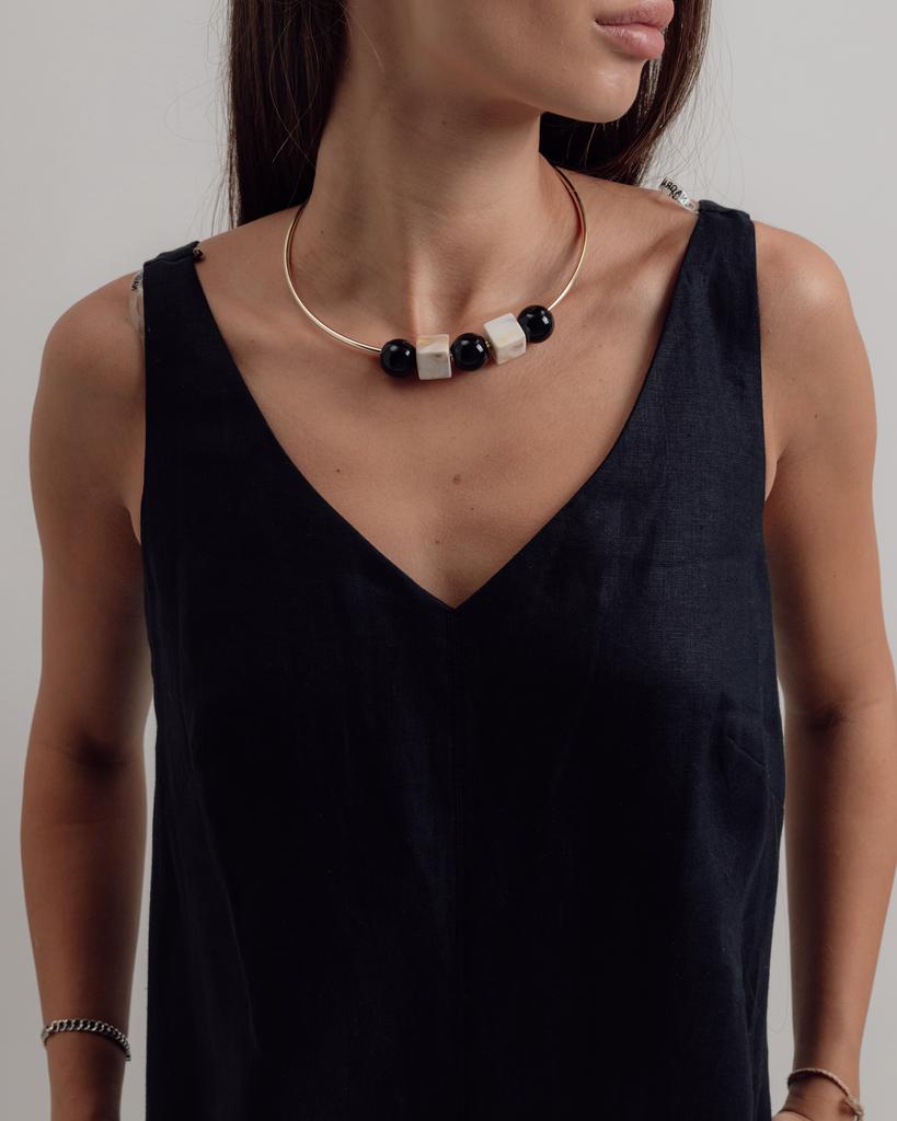 Сарафан летний с украшением Nagrada 5137 36 черный льон