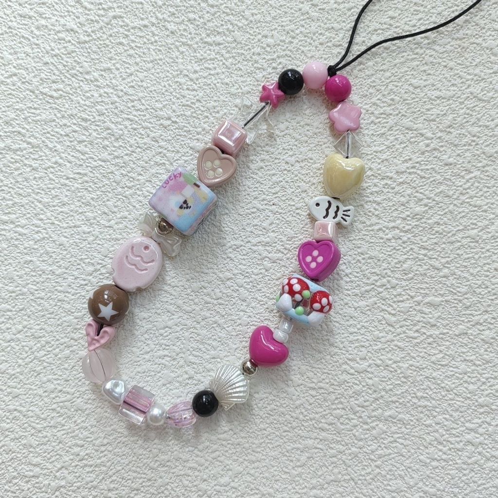 Pink Ceramic Fish Phone Lanyard With Pvc Cord For Cute Camera And Card Decor