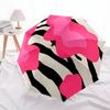 1pc Zebra Pink Pattern Automatic Folding Umbrella - Windproof Compact Travel Umbrella with Auto Open/Close, 8-Rib Heavy-Duty Shaft for Women/Men A036