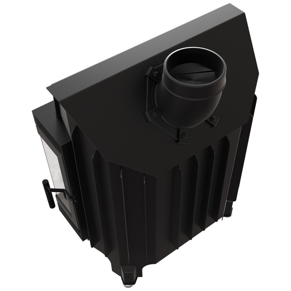 Steel fireplace KRATKI BLANKA left right 11 kW Ø 180 black thermotec