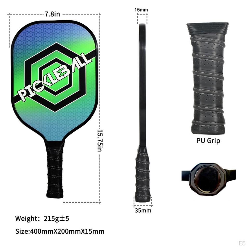 Set with 4 Pickleball Balls, 2 Paddles Comfort Grip And Portable Storage Bag for Adults