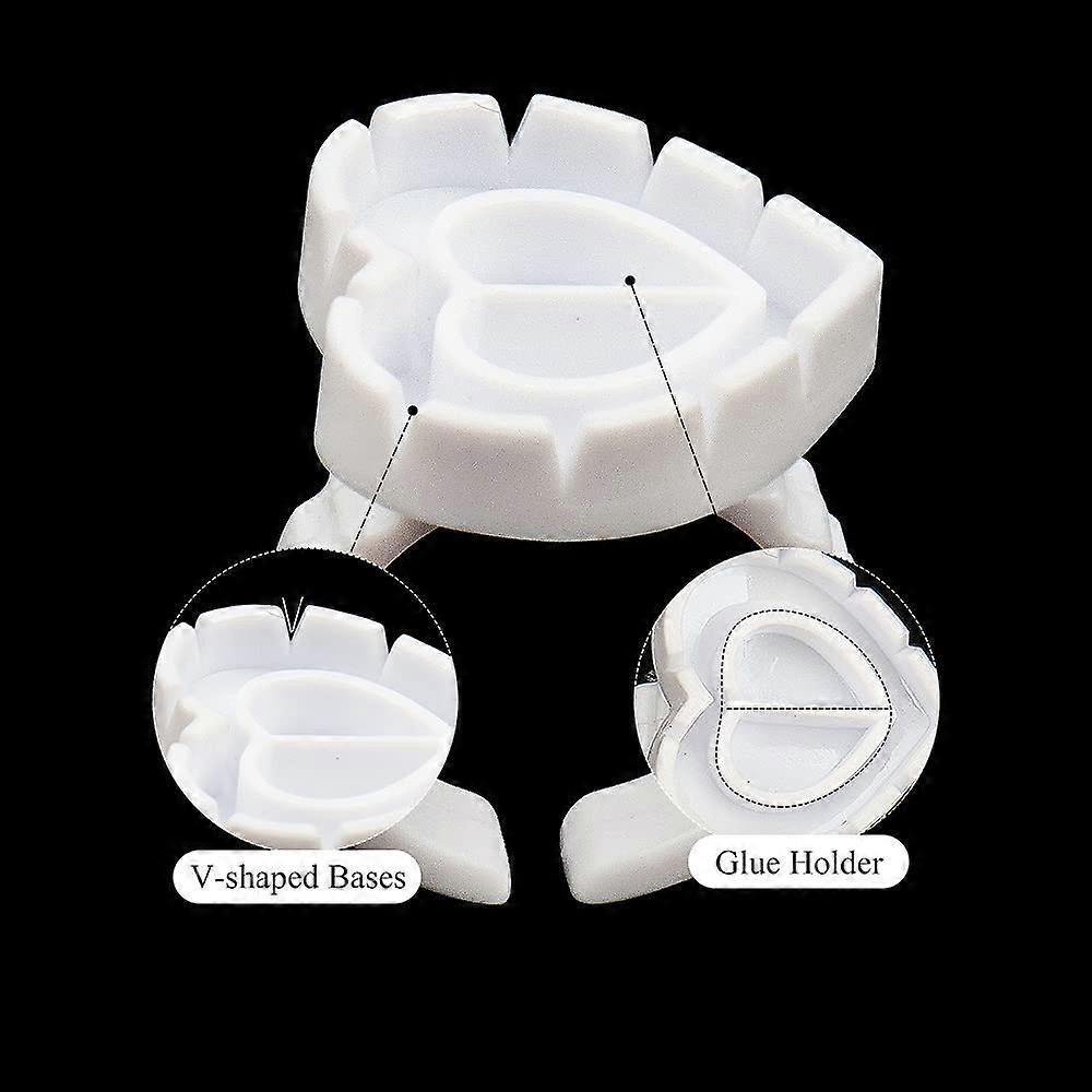 Lot de 200 Anneaux en Caoutchouc Jetables Tasse pour Tatouage d'Ongles et Vernis à Ongles Porte-Anneau en Plastique Forme Cœur Palette, Blanc