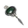 Handmade Ruby Zoisite Pendant with Feather Charm in 925 Sterling Silver – Perfect Christmas, New Year, or Holiday Gift for Her
