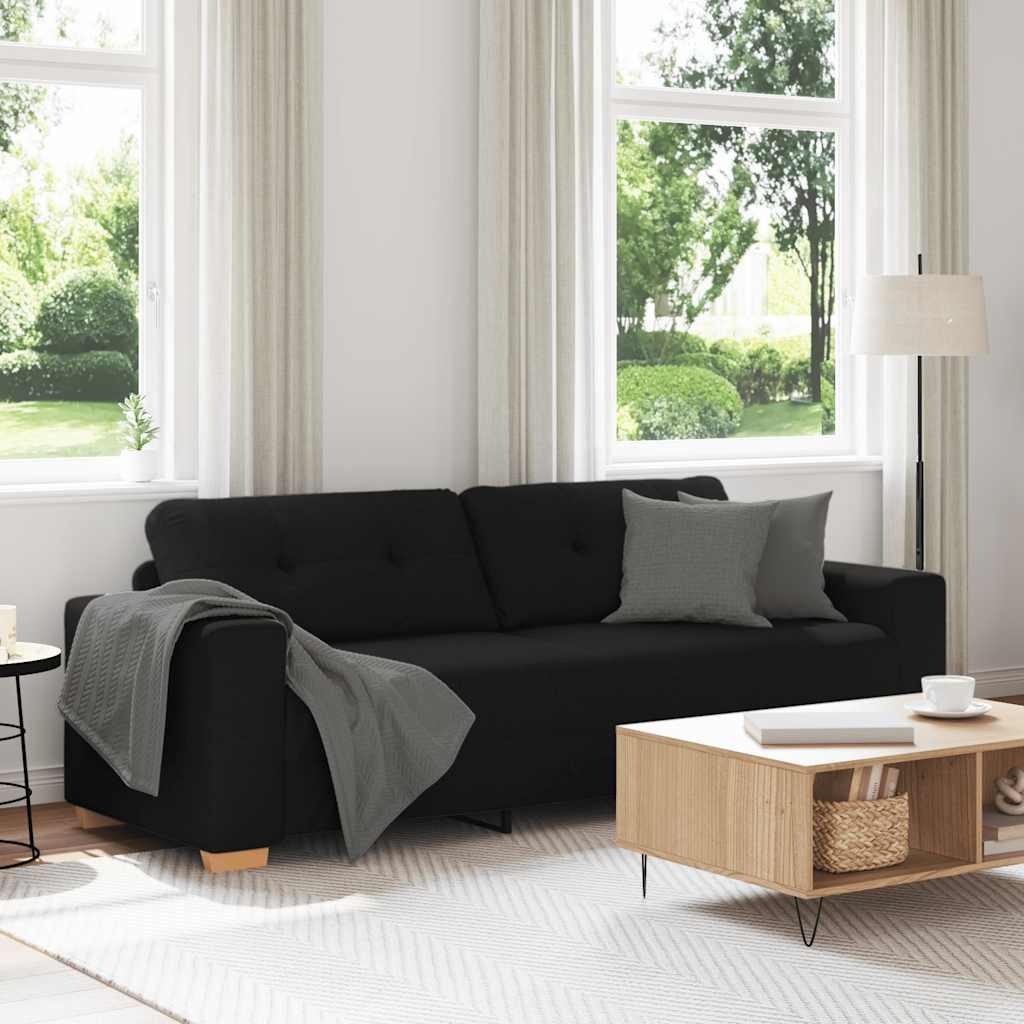 3 Seater Sofa Black 220x78x80 cm Fabric