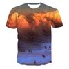 Summer Sunset Scenery Graphic T Shirts Fashion Men's T-shirts with Natural Landscape Pattern Casual Handsome 3D Print T-shirt
