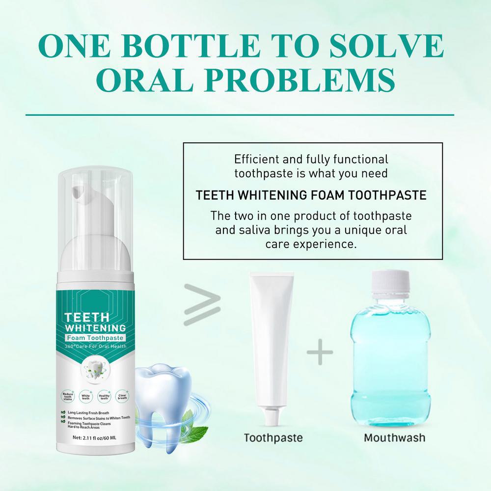 60ml Teeth Whitening Foam Toothpaste Powerful Whitening Without Sensitivity Safe And Effective On Oral Health Original Formula