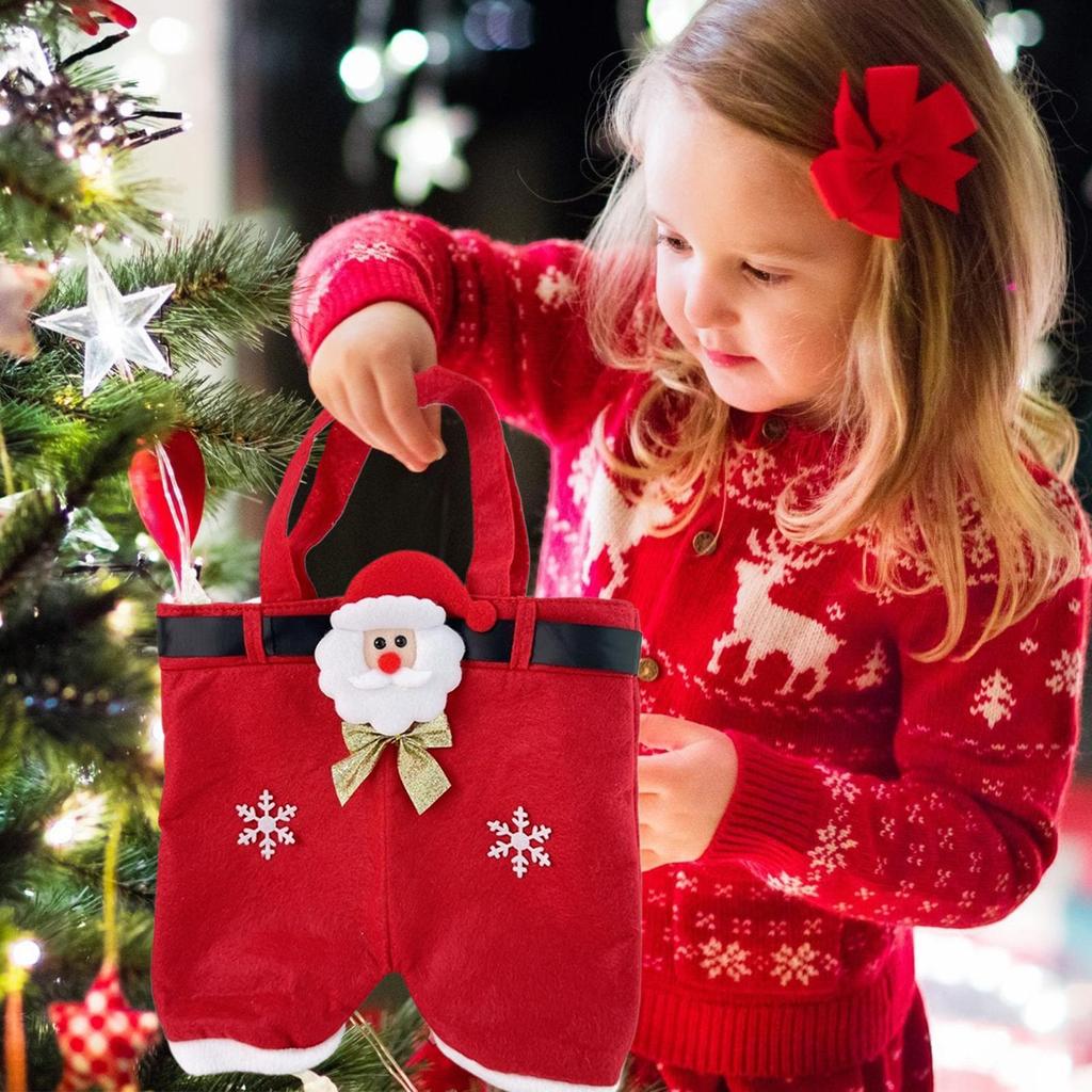 Christmas Snack Bags Santa Pants Basket Christmas Party Bags For New Year Parties Family Gatherings Celebrations Holiday
