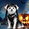 3pcs Dog Clothes for Small Dogs Puppy Costumes with Wig and Belt Black Pet Dog Dress Outfit for Dogs Cats Cosplay Halloween Birthday Party AN002S