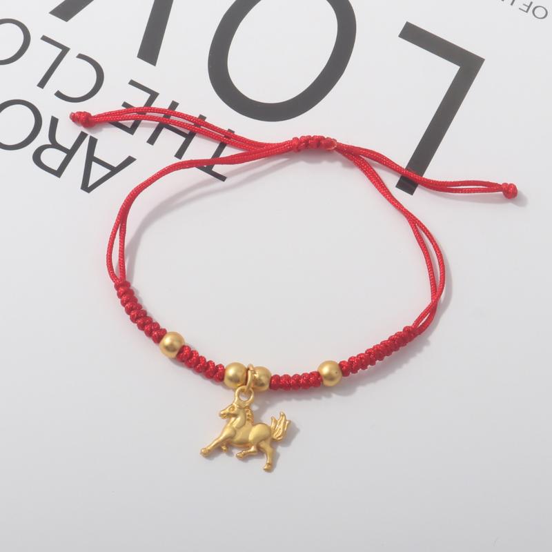 2026 Horse Year Lucky Red Rope Bracelet Chinese Style Zodiac Horse Braided Bracelet Women Fashion Jewelry