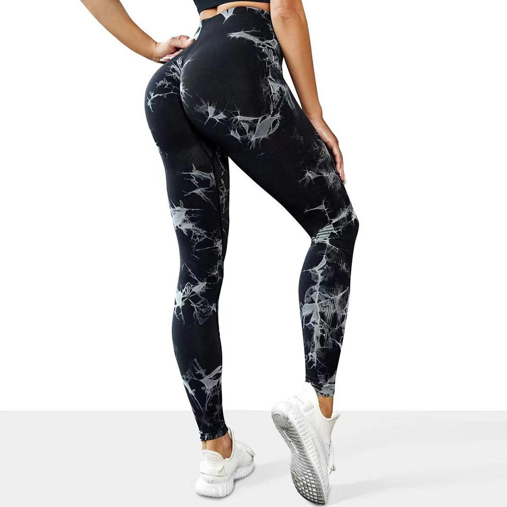 Women's High Waist Tie-Dye Yoga Pants - Super Elastic Seamless Peach Butt Fitness Leggings